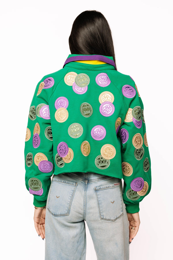 Mardi Gras Doubloons Collar Sweatshirt- (Women's)