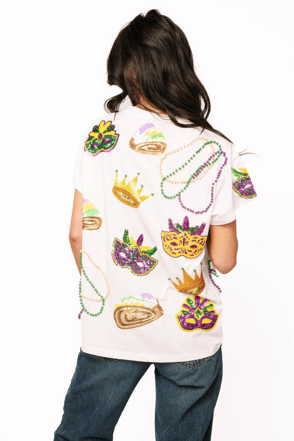 White Mardi Gras Icon Tee- (Women's)