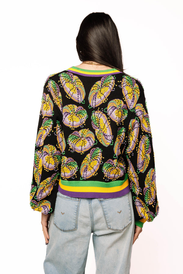 Black King Cake Pearl Cardigan- (Women's)