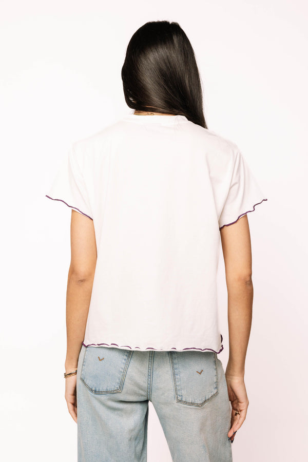 White Frill Edge King Cake Tee- (Women's)