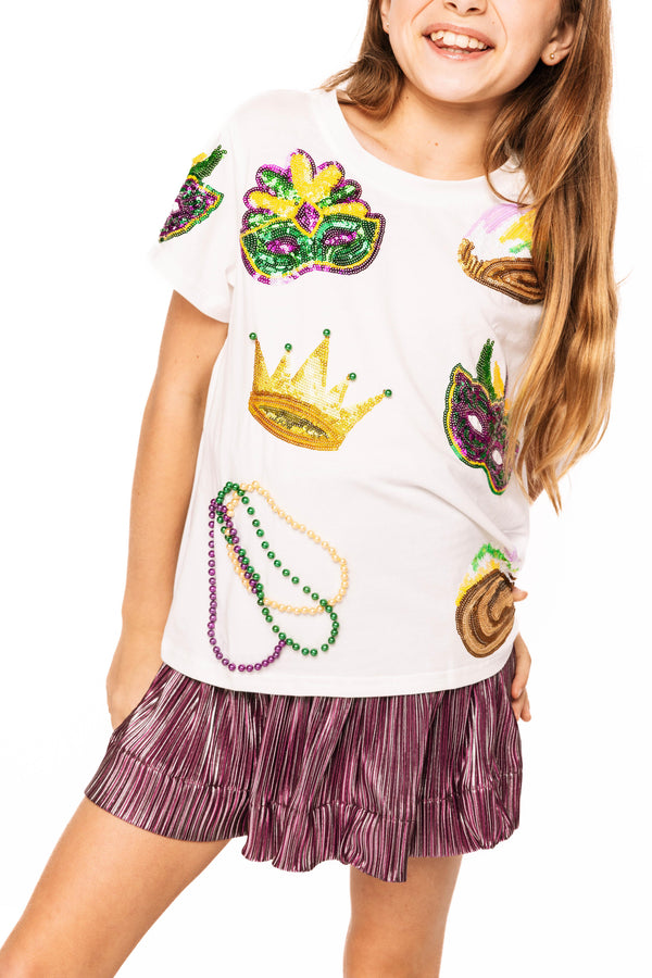 Mardi Gras Icon Tee- White