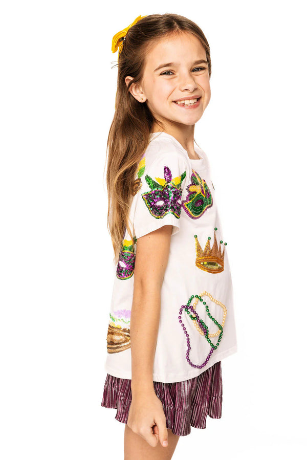 Mardi Gras Icon Tee- White