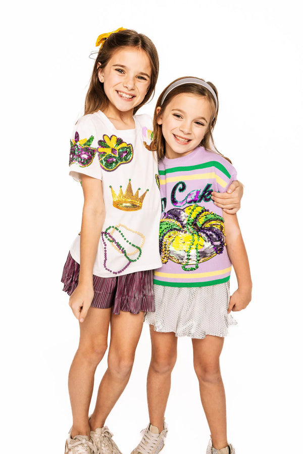 Lavender, Green & Yellow 'Queen Cake' Striped Top