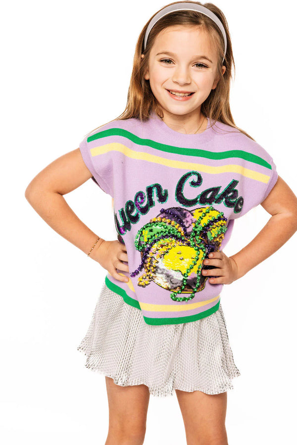 Lavender, Green & Yellow 'Queen Cake' Striped Top