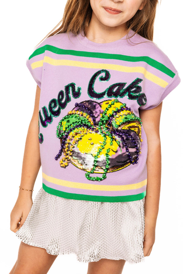 Lavender, Green & Yellow 'Queen Cake' Striped Top