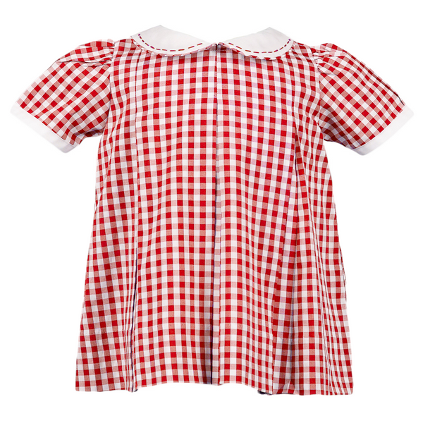 Red Gingham Pleat Dress