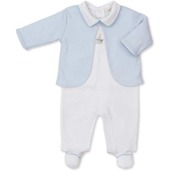 Premier Noah's Ark Footie W/ Jacket Set- White/Lt Blue