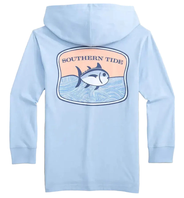 Youth Beach Badge Hoodie Tee- Cerulean