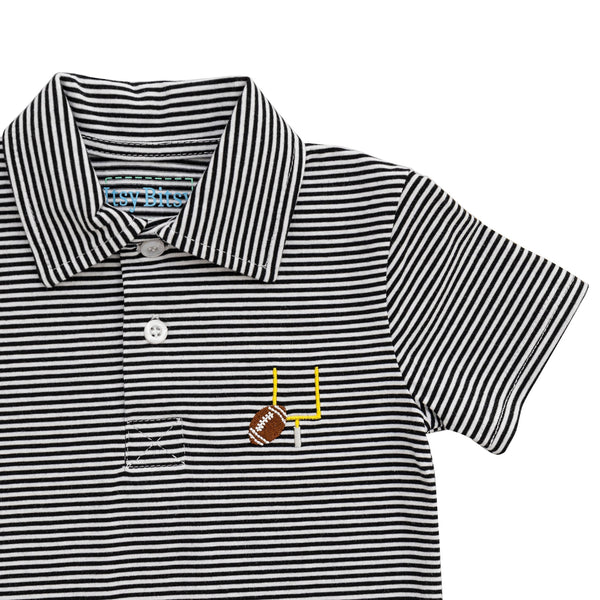 Game Day Polo Romper- Black