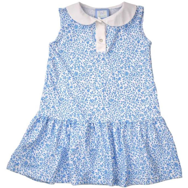 Blue Floral Polo Dress