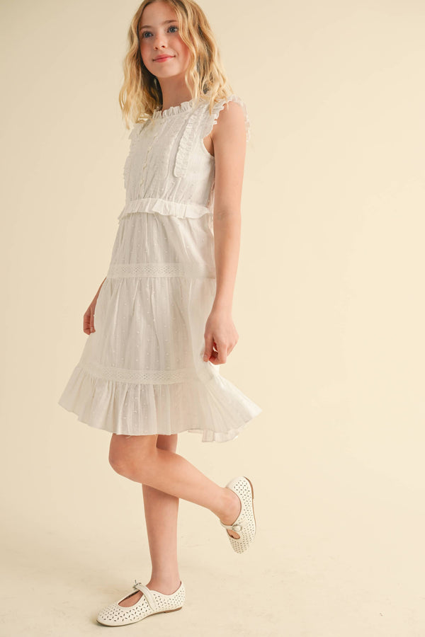 Ruffle Crew Neck Peplum Tiered Dress