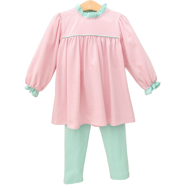 Annie Pant Set - Light Pink Stripe/Mint