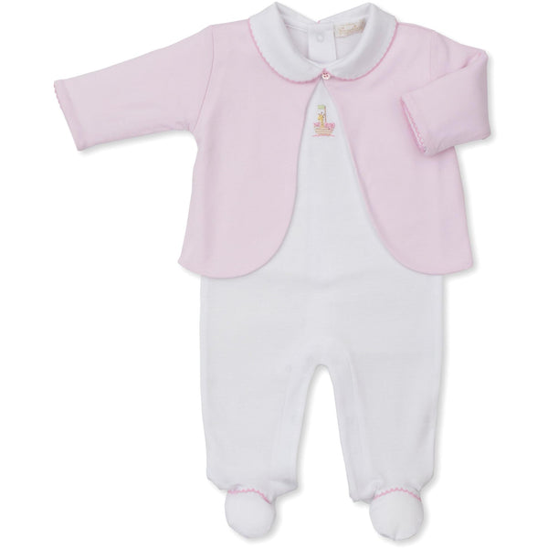 Premier Noah's Ark Footie W/ Jacket Set- White/Pink