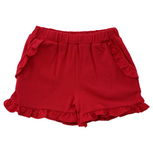 Knit Ruffle Shorts- Red