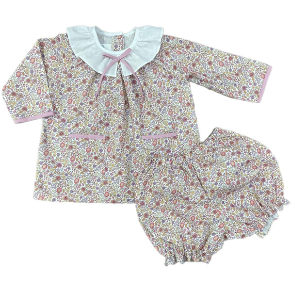Pink Fall Floral Bloomer Set