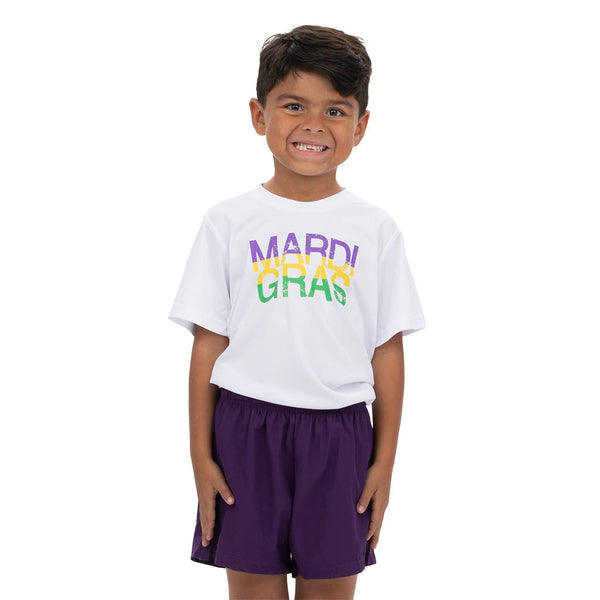 Mardi Gras Distressed White Dri-Fit Shirt