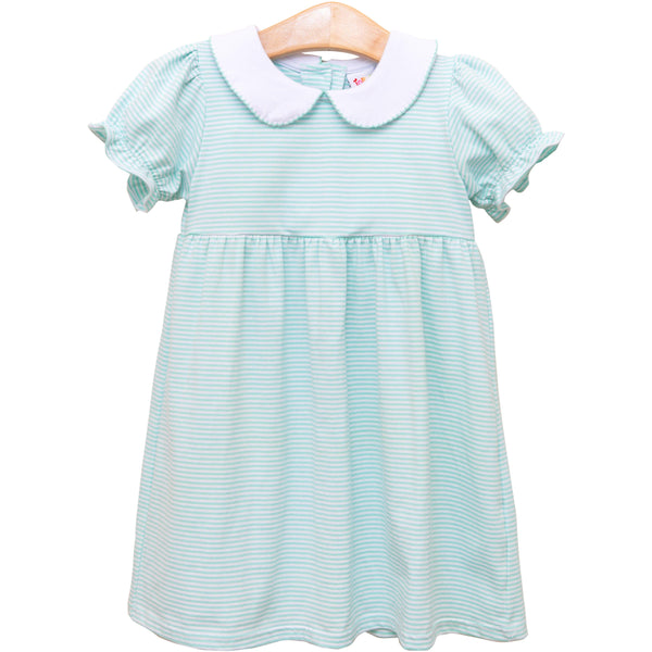 Charlotte Dress- Mint Stripe