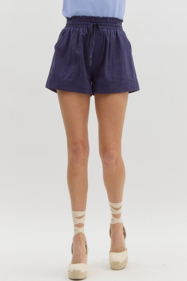 High-Waisted Shorts- Navy