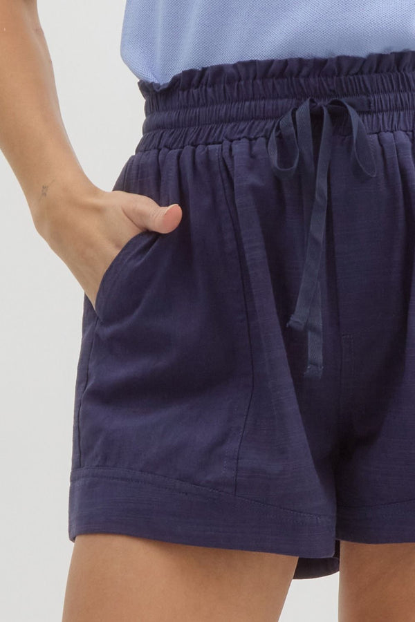 High-Waisted Shorts- Navy