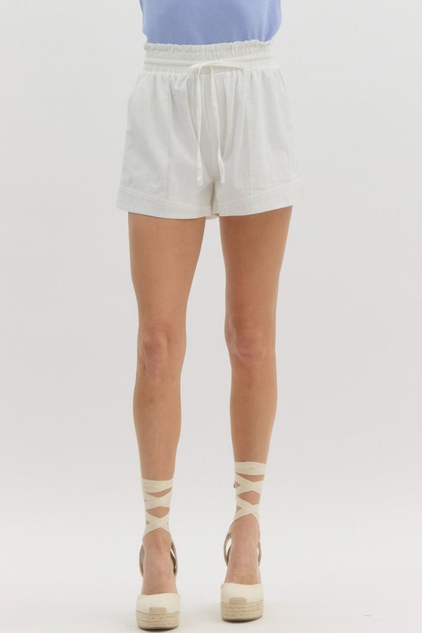 High-Waisted Shorts- Off White