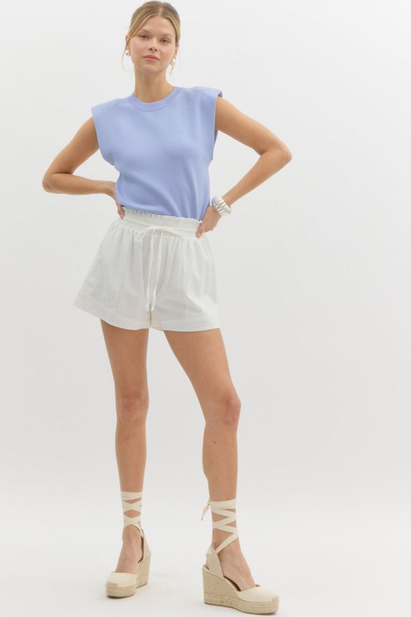 High-Waisted Shorts- Off White
