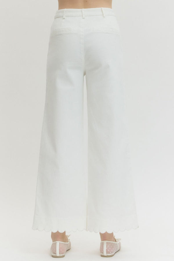 Scalloped Pants- White
