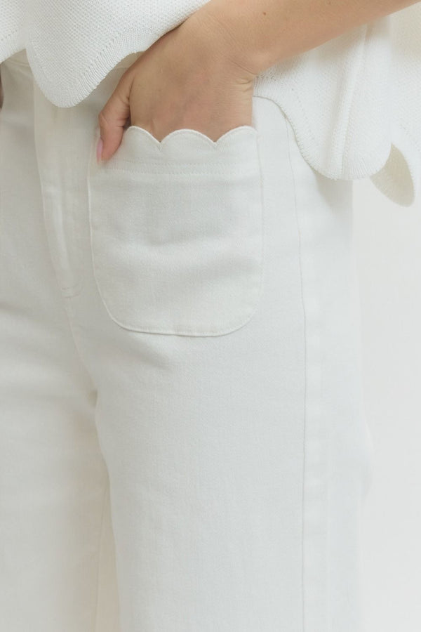 Scalloped Pants- White