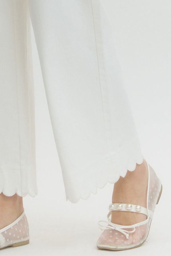 Scalloped Pants- White