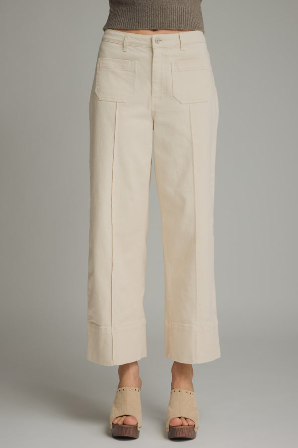 Solid Wide Leg Pants- Ecru