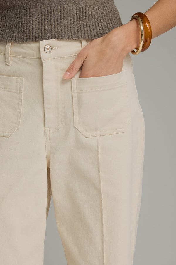 Solid Wide Leg Pants- Ecru