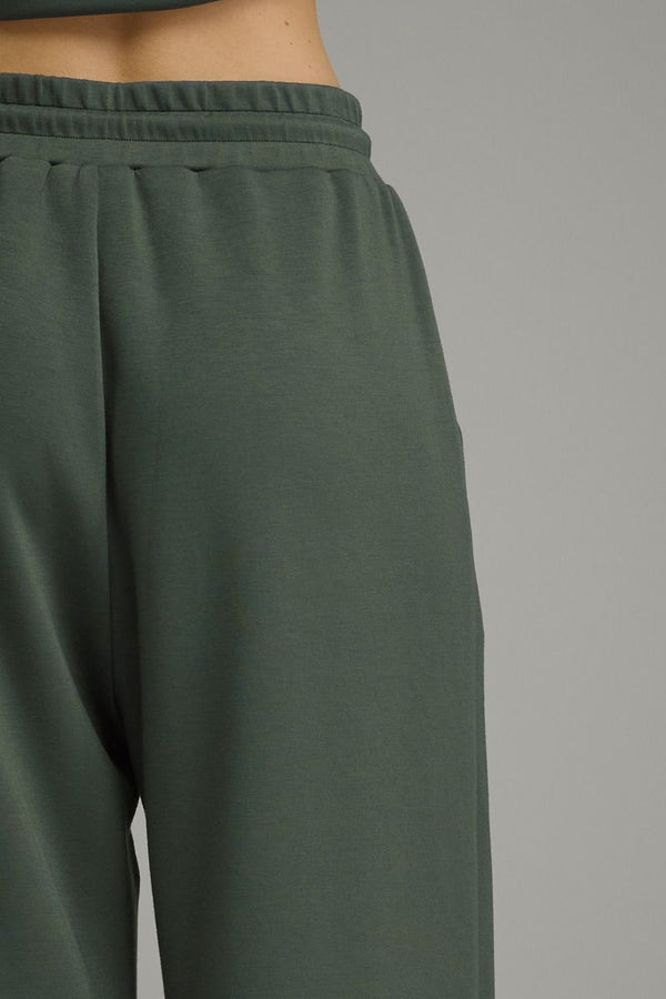Solid Scallop Pants Set- Forest
