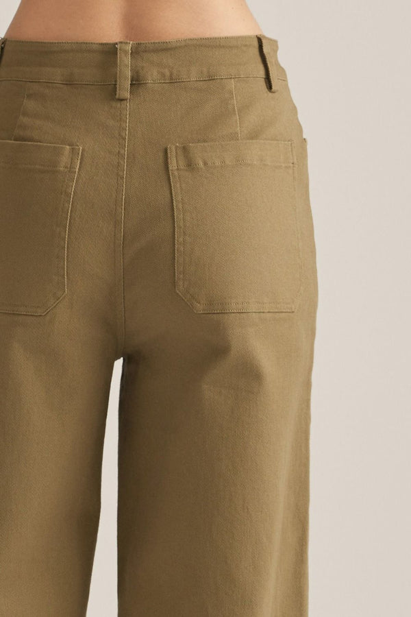 Solid Wide Leg Pants- Olive