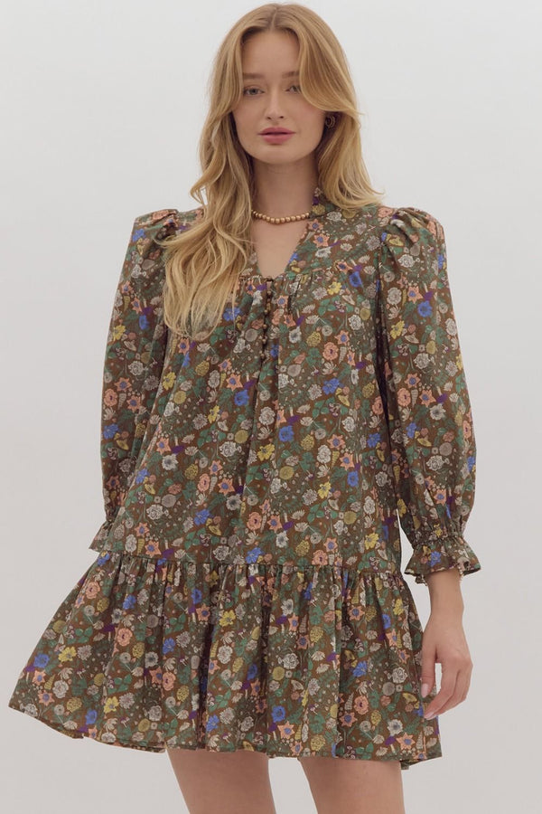 Floral Dress- Brown
