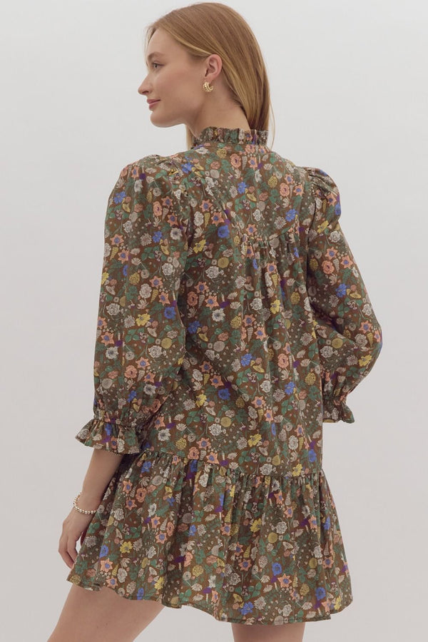 Floral Dress- Brown