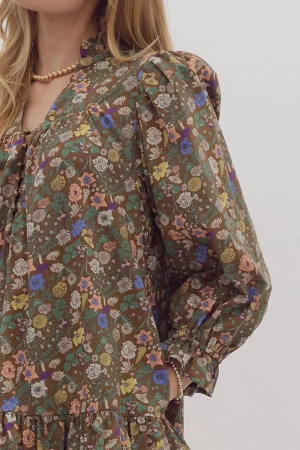 Floral Dress- Brown