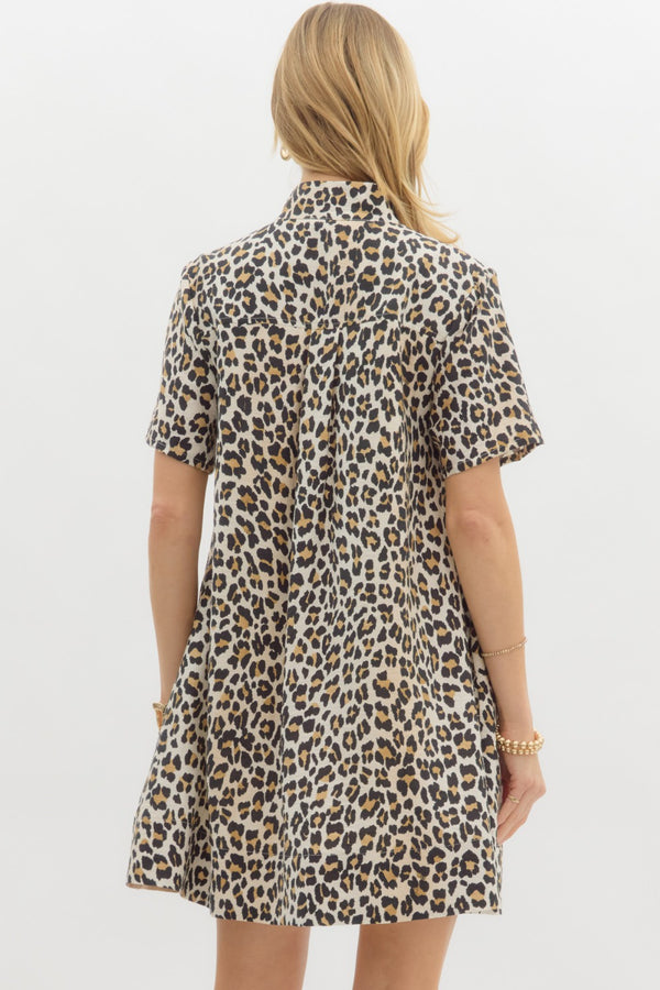 Leopard Print Pullover Dress- Camel