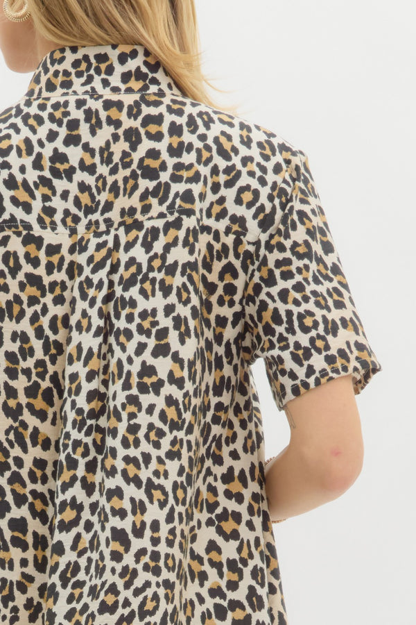 Leopard Print Pullover Dress- Camel