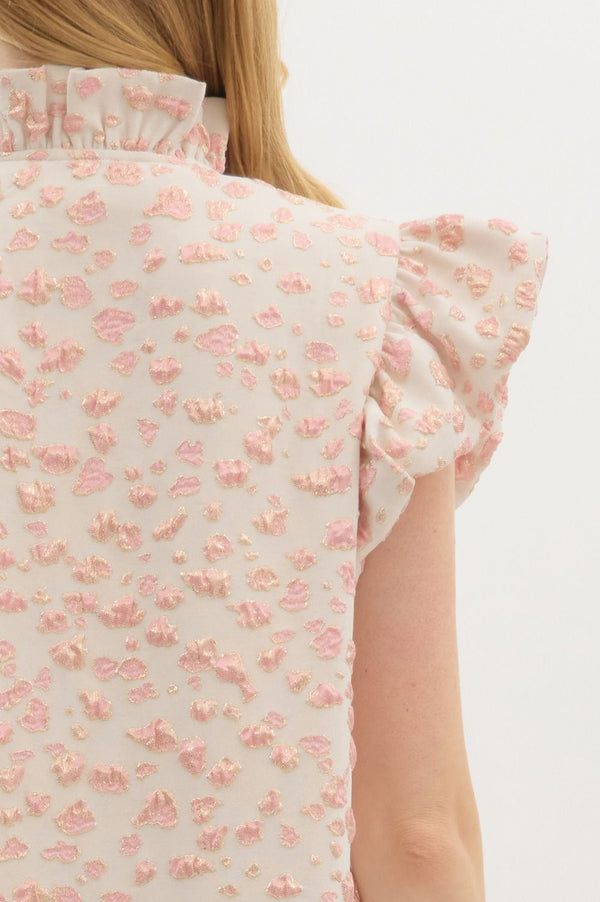 Ruffle V-Neck Dress- Pink