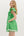 Solid Flutter Sleeve Pullover Dress- Green