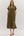Solid Knit Split Collar Pullover Dress- Olive