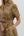 Floral Pattern Button Closure Dress- Brown