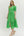 Solid Embroidered Puff Sleeve Dress- Green