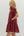 Solid Puff Sleeve V-Neck Dress- Burgundy