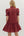Solid Puff Sleeve V-Neck Dress- Burgundy