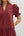 Solid Puff Sleeve V-Neck Dress- Burgundy