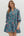 Floral Ruffle Cuff Band ¾ Sleeve Dress- Teal