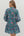Floral Ruffle Cuff Band ¾ Sleeve Dress- Teal