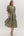 Botanical Print Puff Sleeve Dress- Hunter Green