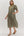 Botanical Print Puff Sleeve Dress- Hunter Green