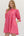 Striped 3/4 Puff Sleeve Dress- Pink/Red
